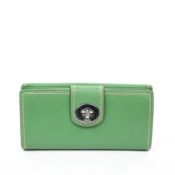 Coach Vintage Green Leather Turnlock Wallet - Picture 1 of 10